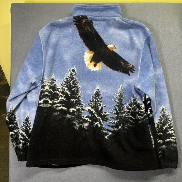 Vintage Trail Crest Fleece Bald Eagle Forrest Jacket Mens 3XL Scenic 1457 - Picture 6 of 7